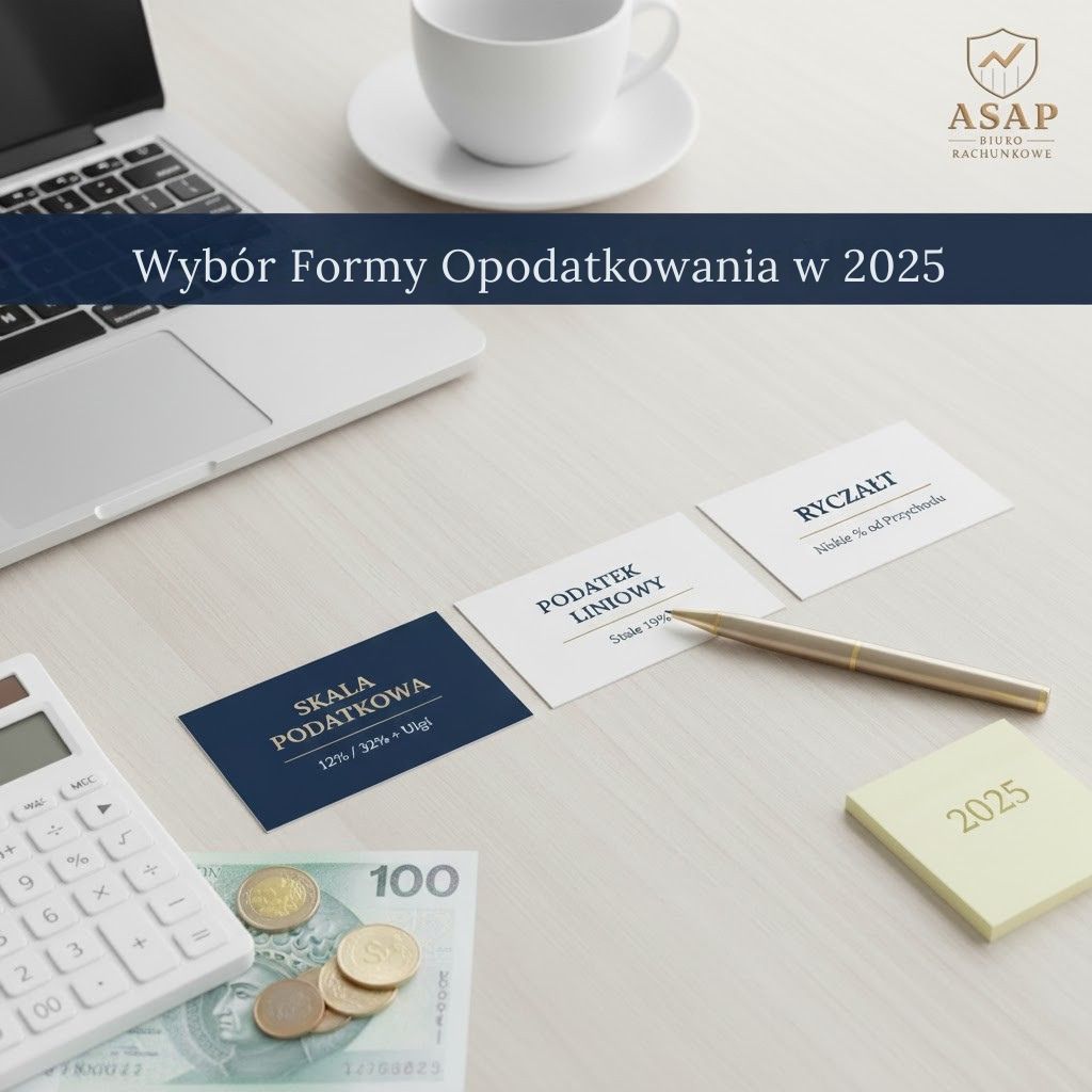 Jaką formę opodatkowania wybrać na start w 2025? (Skala, Liniowy, Ryczałt – Poradnik i Kalkulacje)